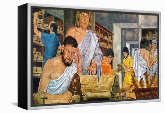 Scholars at Work in the Famed Library of Alexandria-Richard Hook-Framed Premier Image Canvas