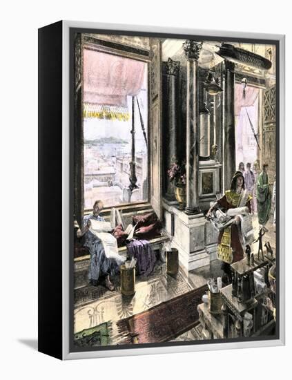 Scholars Using the Great Library of Alexandria, Egypt, c.300-200 Bc-null-Framed Premier Image Canvas