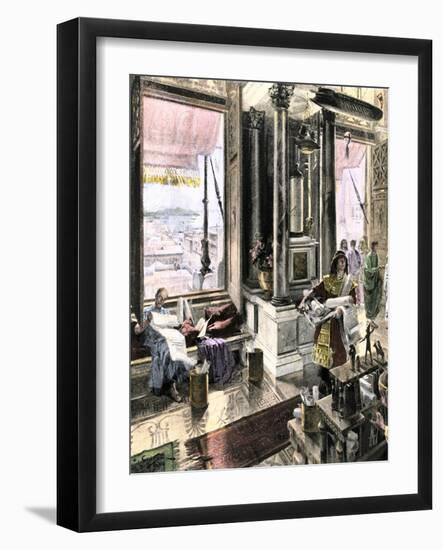 Scholars Using the Great Library of Alexandria, Egypt, c.300-200 Bc-null-Framed Giclee Print