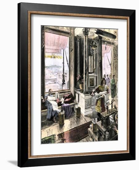 Scholars Using the Great Library of Alexandria, Egypt, c.300-200 Bc-null-Framed Giclee Print