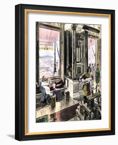 Scholars Using the Great Library of Alexandria, Egypt, c.300-200 Bc-null-Framed Giclee Print