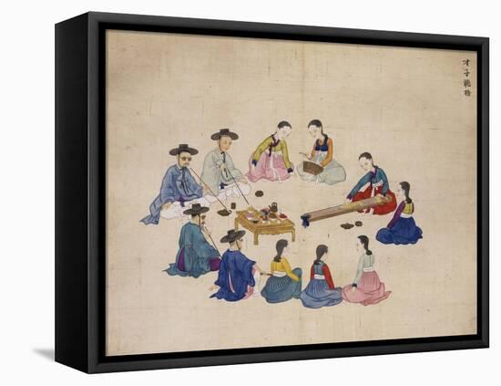 Scholars with Attendants-Kim Junkeun-Framed Premier Image Canvas