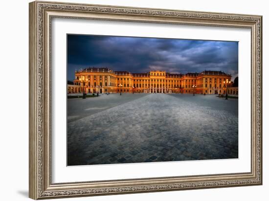 Schonbrunn Palace At Night, Vienna, Austria-George Oze-Framed Photographic Print