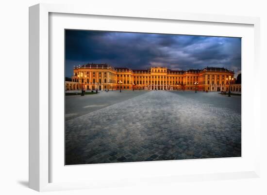 Schonbrunn Palace At Night, Vienna, Austria-George Oze-Framed Photographic Print