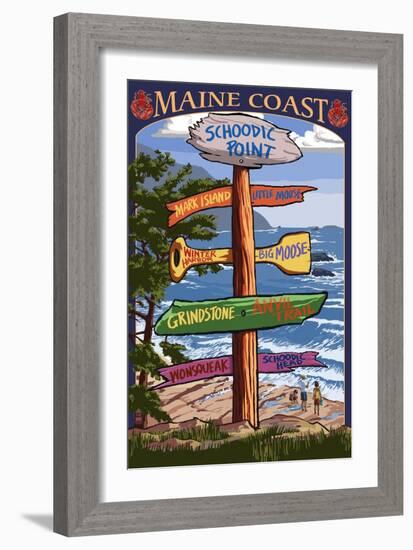 Schoodic Point, Maine - Sign Destinations-Lantern Press-Framed Art Print