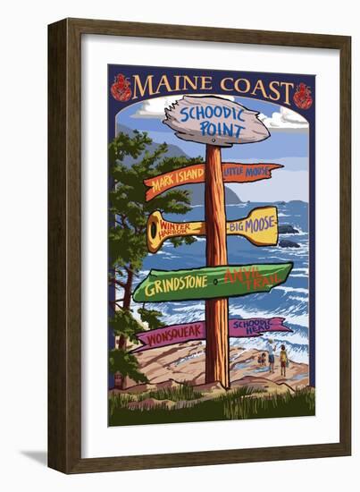 Schoodic Point, Maine - Sign Destinations-Lantern Press-Framed Art Print