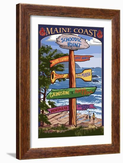 Schoodic Point, Maine - Sign Destinations-Lantern Press-Framed Art Print