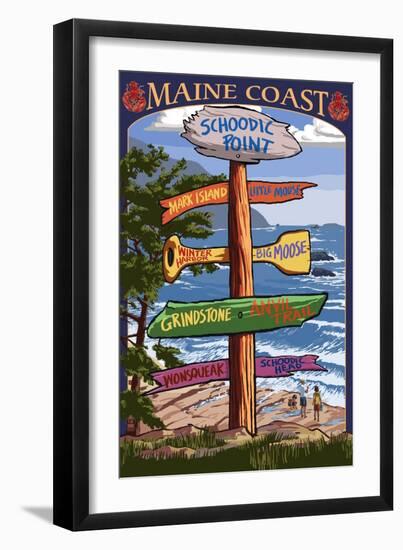 Schoodic Point, Maine - Sign Destinations-Lantern Press-Framed Art Print