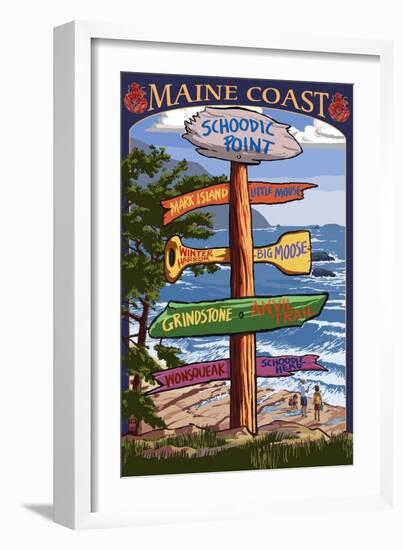 Schoodic Point, Maine - Sign Destinations-Lantern Press-Framed Art Print