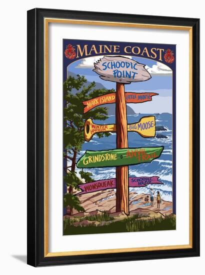 Schoodic Point, Maine - Sign Destinations-Lantern Press-Framed Art Print