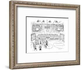 School basketball game has two score boards. One is for the game score, an? - New Yorker Cartoon-Edward Koren-Framed Premium Giclee Print