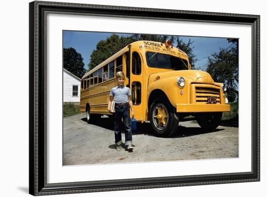 School Bus Dropping Off Child at Home-William P. Gottlieb-Framed Photographic Print