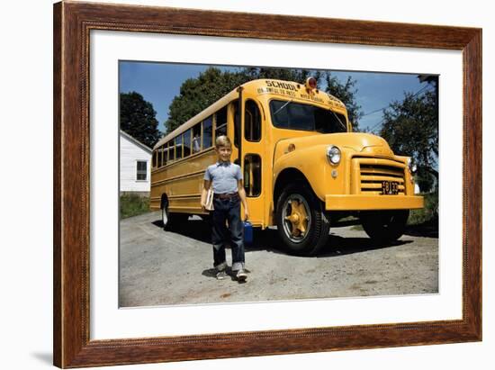 School Bus Dropping Off Child at Home-William P. Gottlieb-Framed Photographic Print