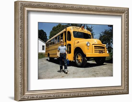 School Bus Dropping Off Child at Home-William P. Gottlieb-Framed Photographic Print