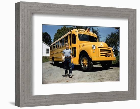 School Bus Dropping Off Child at Home-William P. Gottlieb-Framed Photographic Print