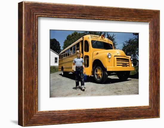 School Bus Dropping Off Child at Home-William P. Gottlieb-Framed Photographic Print