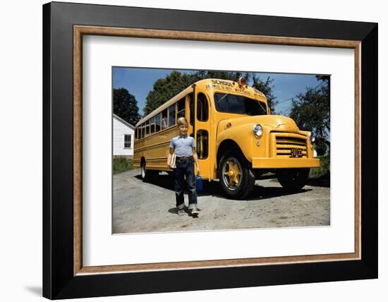 School Bus Dropping Off Child at Home-William P. Gottlieb-Framed Photographic Print