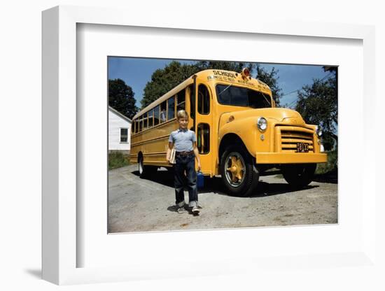 School Bus Dropping Off Child at Home-William P. Gottlieb-Framed Photographic Print