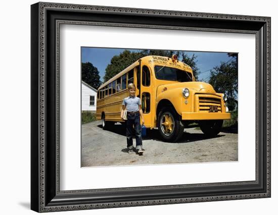 School Bus Dropping Off Child at Home-William P. Gottlieb-Framed Photographic Print