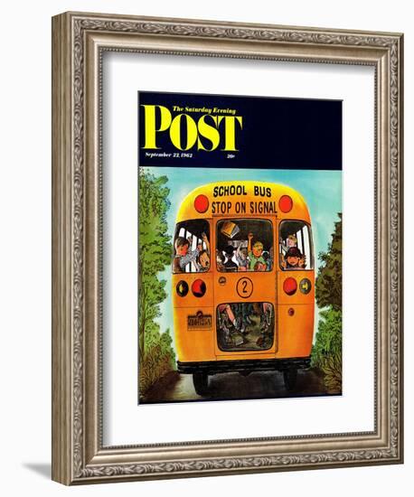 "School Bus," Saturday Evening Post Cover, September 22, 1962-Erik Blegvard-Framed Giclee Print