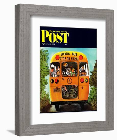 "School Bus," Saturday Evening Post Cover, September 22, 1962-Erik Blegvard-Framed Giclee Print