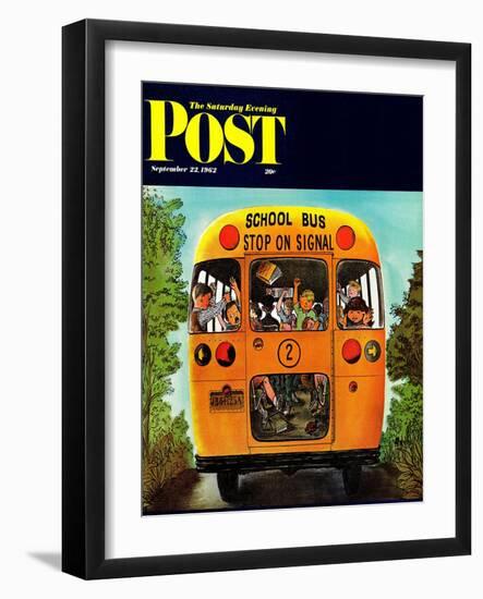 "School Bus," Saturday Evening Post Cover, September 22, 1962-Erik Blegvard-Framed Giclee Print