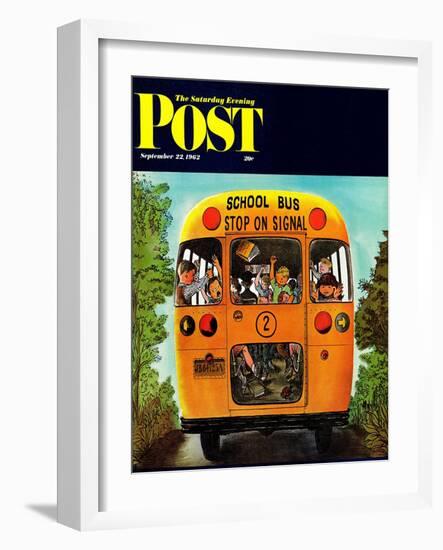 "School Bus," Saturday Evening Post Cover, September 22, 1962-Erik Blegvard-Framed Giclee Print