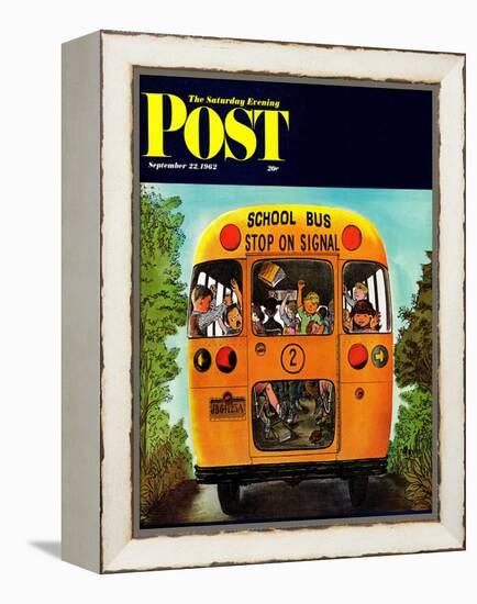 "School Bus," Saturday Evening Post Cover, September 22, 1962-Erik Blegvard-Framed Premier Image Canvas