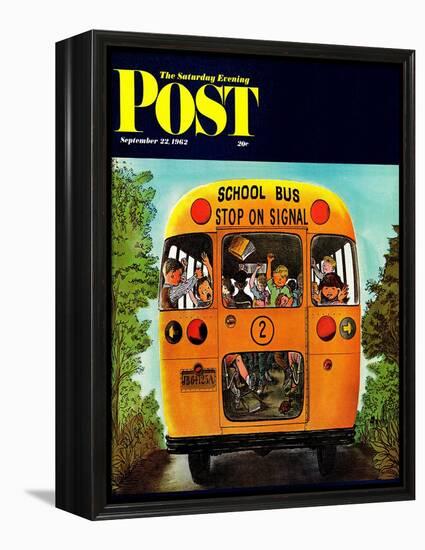 "School Bus," Saturday Evening Post Cover, September 22, 1962-Erik Blegvard-Framed Premier Image Canvas