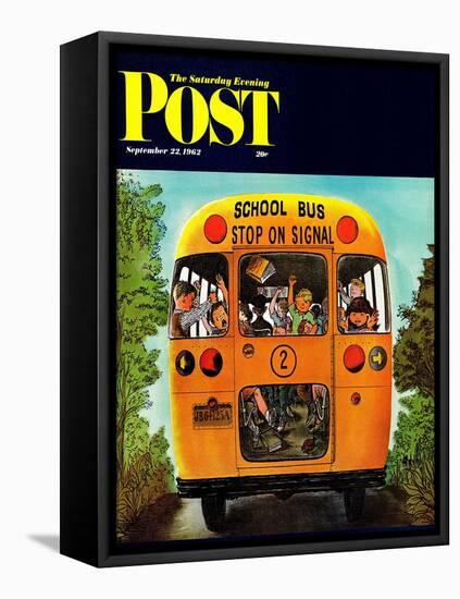 "School Bus," Saturday Evening Post Cover, September 22, 1962-Erik Blegvard-Framed Premier Image Canvas