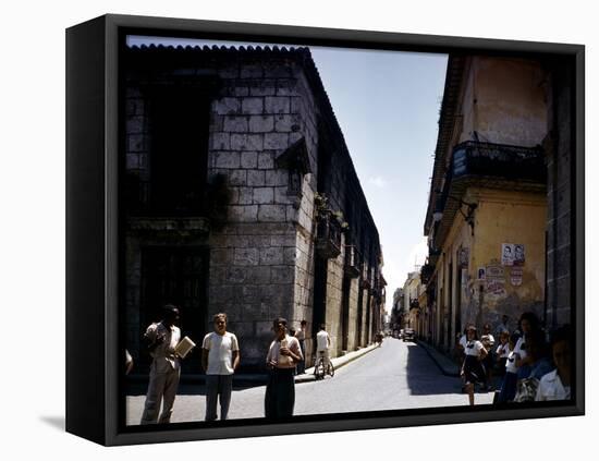 School Children and Passersby on St Ignaco Street in Havana, Cuba-Eliot Elisofon-Framed Premier Image Canvas