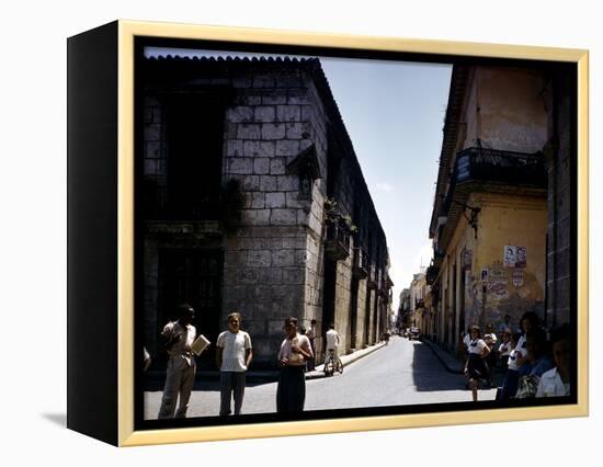 School Children and Passersby on St Ignaco Street in Havana, Cuba-Eliot Elisofon-Framed Premier Image Canvas