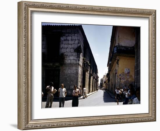 School Children and Passersby on St Ignaco Street in Havana, Cuba-Eliot Elisofon-Framed Photographic Print