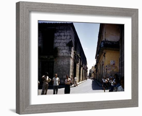 School Children and Passersby on St Ignaco Street in Havana, Cuba-Eliot Elisofon-Framed Photographic Print