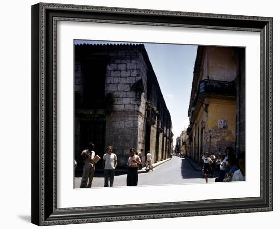 School Children and Passersby on St Ignaco Street in Havana, Cuba-Eliot Elisofon-Framed Photographic Print