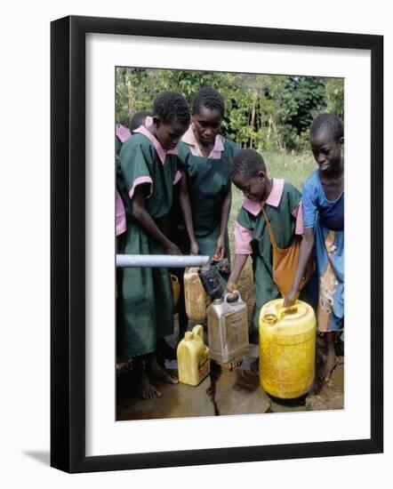 School Children at Water Pump, Kenya, East Africa, Africa-Liba Taylor-Framed Photographic Print