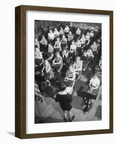 School Children Listening to Letter from Mrs. Chiang Kai Shek Regarding Aid to China-Horace Bristol-Framed Photographic Print