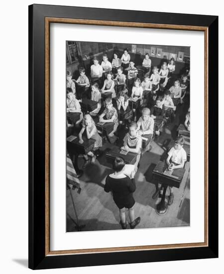 School Children Listening to Letter from Mrs. Chiang Kai Shek Regarding Aid to China-Horace Bristol-Framed Photographic Print