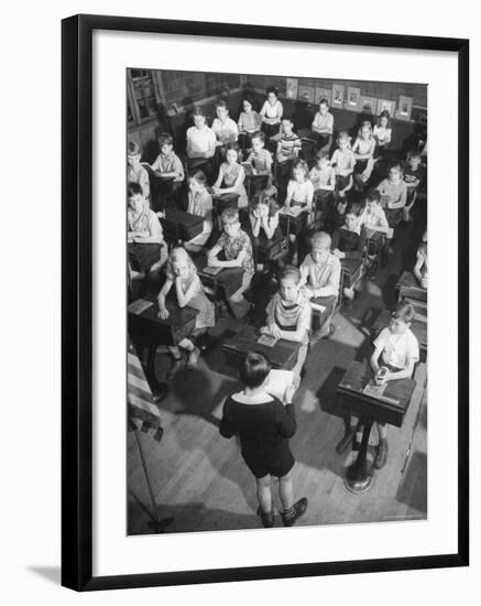 School Children Listening to Letter from Mrs. Chiang Kai Shek Regarding Aid to China-Horace Bristol-Framed Photographic Print