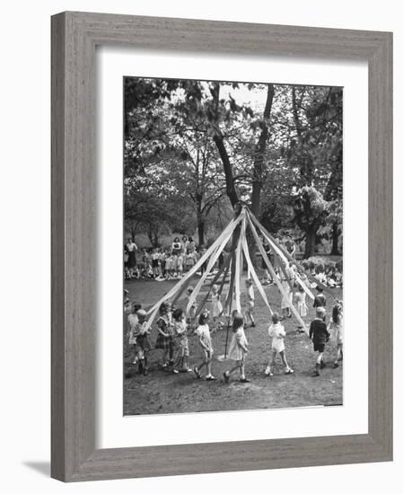 School Children Playing Around the May Pole-Martha Holmes-Framed Photographic Print