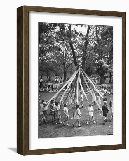 School Children Playing Around the May Pole-Martha Holmes-Framed Photographic Print