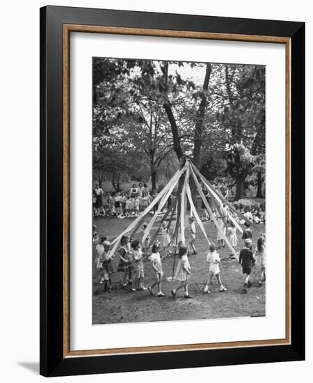 School Children Playing Around the May Pole-Martha Holmes-Framed Photographic Print