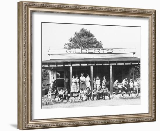 School Children Waiting for the Bus at the General Store-Ralph Crane-Framed Photographic Print