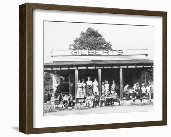 School Children Waiting for the Bus at the General Store-Ralph Crane-Framed Photographic Print