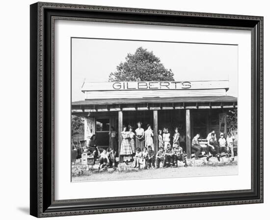 School Children Waiting for the Bus at the General Store-Ralph Crane-Framed Photographic Print