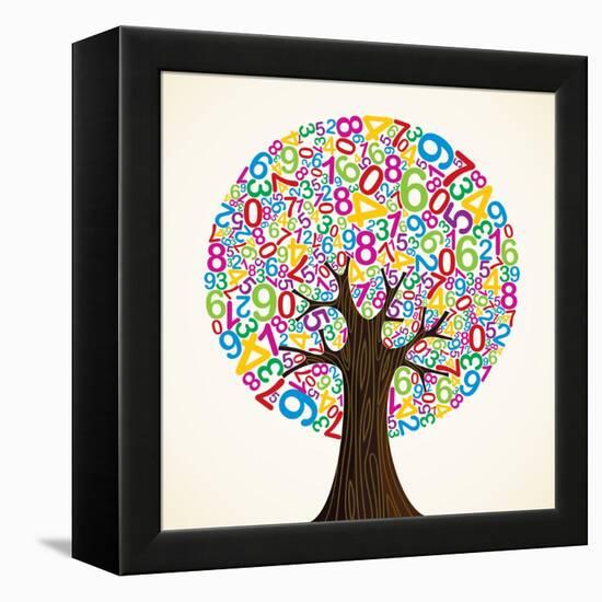 School Education Concept Tree Made with Numbers-Cienpies Design-Framed Stretched Canvas