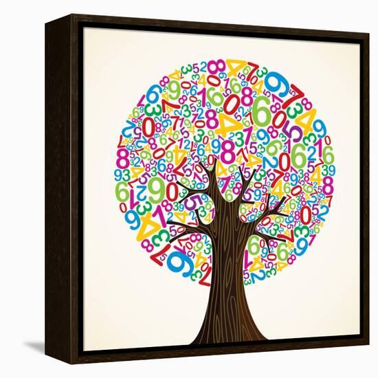 School Education Concept Tree Made with Numbers-Cienpies Design-Framed Stretched Canvas