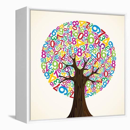 School Education Concept Tree Made with Numbers-Cienpies Design-Framed Stretched Canvas