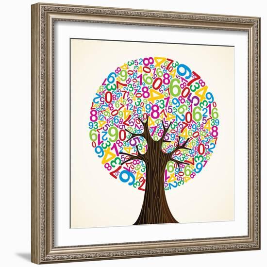 School Education Concept Tree Made with Numbers-Cienpies Design-Framed Premium Giclee Print