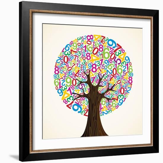 School Education Concept Tree Made with Numbers-Cienpies Design-Framed Premium Giclee Print